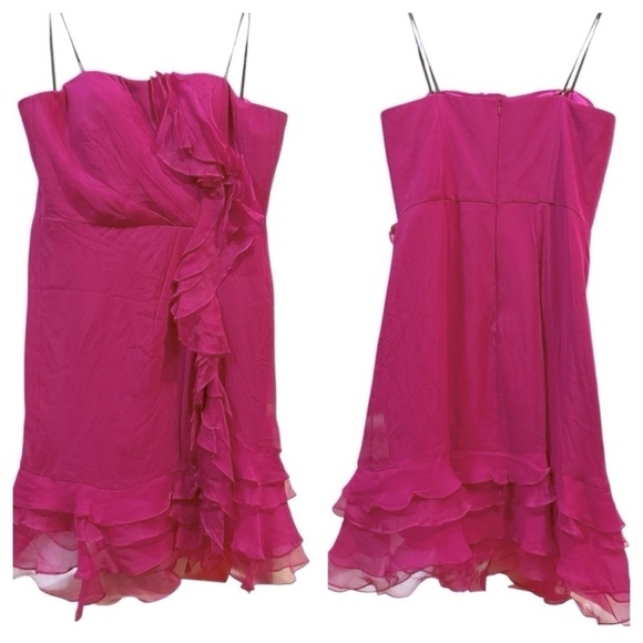 Kurt Thomas Pink Ruffled Strapless Dress size 6 Silk 100% - Picture 3 of 8